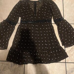 Forever 21 Black and Brown Patterned Mini Dress